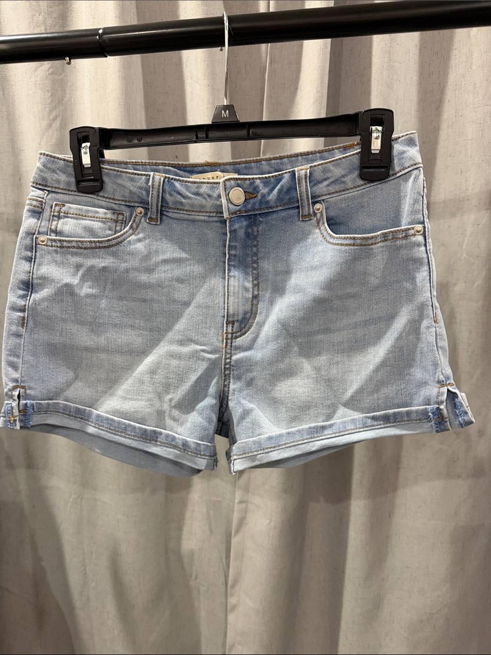 Copper Key Light Blue Denim Roll-Cuff Shorts